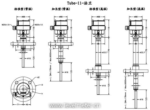 振棒料位開(kāi)關(guān)選型有關(guān)的幾個(gè)尺寸