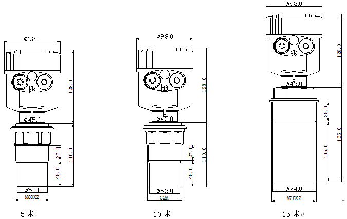 超聲波液位計的型號及尺寸圖